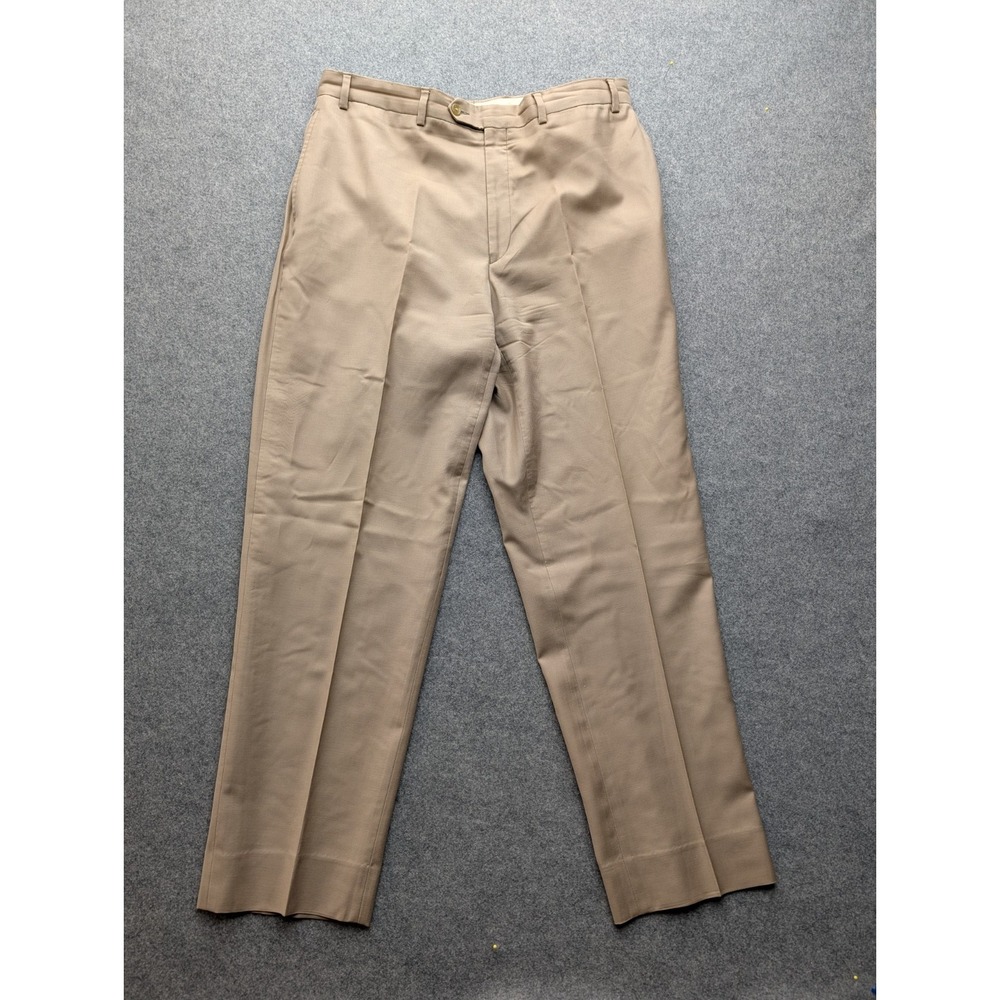 Lauren Ralph Lauren Tan Wool 120 & Cashmere Pleaded Men's Dress Pants 36-32